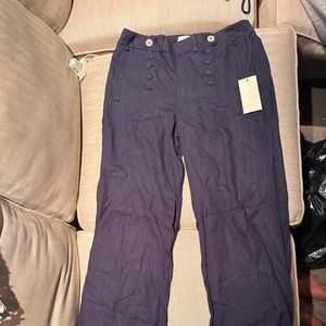 NWT Anthropologie wide legged dark blue pants